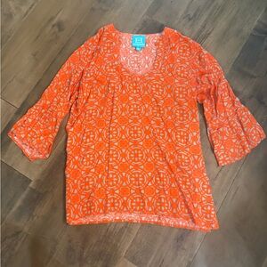 Escapada Orange Patterned Pullover Top